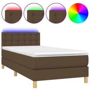 vidaXL Rams&auml;ng med madrass & LED m&ouml;rkbrun 80x200 cm tyg