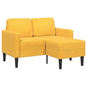 vidaXL 2-sitssoffa med sch&auml;slong L-formad ljusgul 125 cm linne