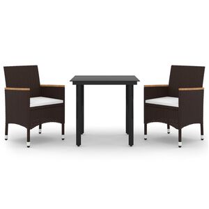 vidaXL Matgrupp f&ouml;r tr&auml;dg&aring;rden med dynor 3 delar konstrotting och glas