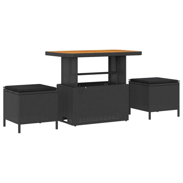 vidaXL Trädgårdsoffset 9 pcs Svart konstrotting