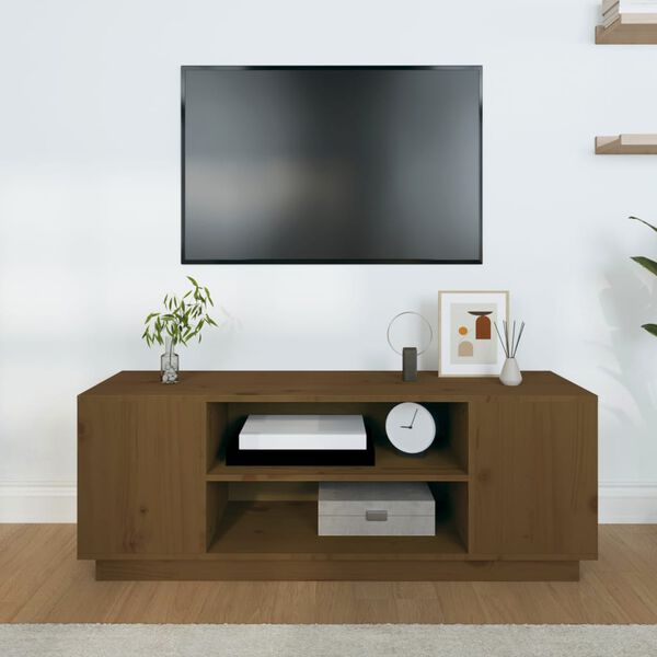 vidaXL Tv-bänk honungsbrun 110x35x40,5 cm massiv furu