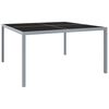vidaXL Tr&auml;dg&aring;rdsbord 130x130x72 cm gr&aring; st&aring;l och glas
