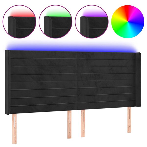 vidaXL S&auml;nggavel LED svart 163x16x118/128 cm sammet