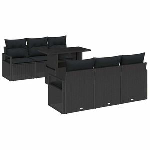 vidaXL Tr&auml;dg&aring;rdsoffset 7 st Svart Poly rattan