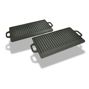 vidaXL Grillplatta 2 st gjutj&auml;rn v&auml;ndbar 38x23 cm