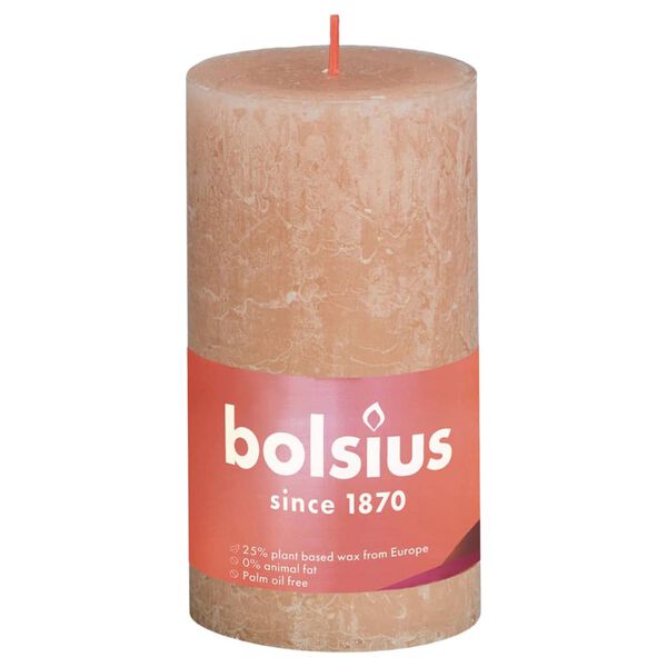 Bolsius Rustika blockljus 4-pack 130x68 mm ljusrosa