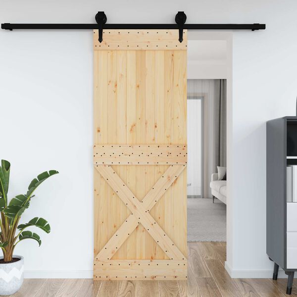 vidaXL D&ouml;rr NARVIK Naturf&auml;rg 85 x 210 cm Massiv furutr&auml;d&ouml;rr