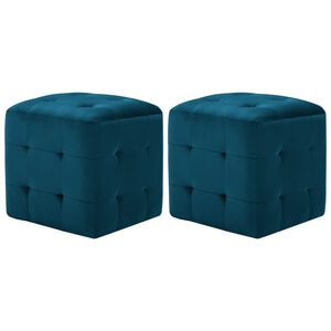 vidaXL Sittpuff 2 st bl&aring; 30x30x30 cm sammetstyg