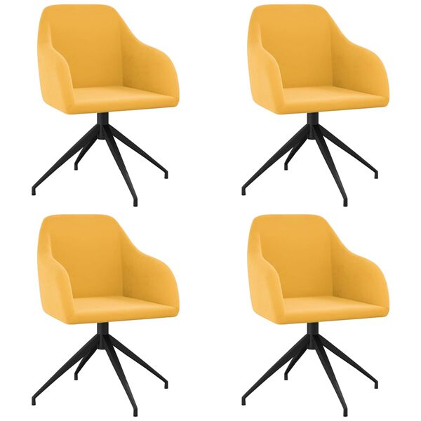 vidaXL Matstolar 4 st senapsgul sammet