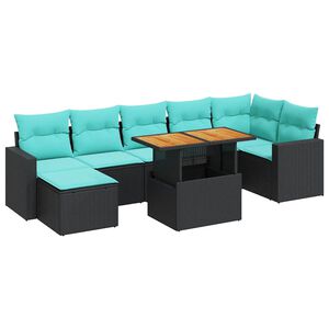 vidaXL Loungegrupp f&ouml;r tr&auml;dg&aring;rden med dynor 8 delar svart konstrotting