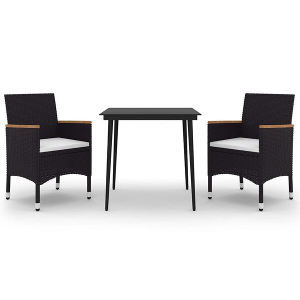 vidaXL Matgrupp f&ouml;r tr&auml;dg&aring;rden 3 delar med dynor konstrotting och glas