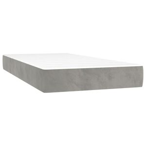 vidaXL Pocketres&aring;rmadrass medium ljusgr&aring; 100x203x20 cm sammet