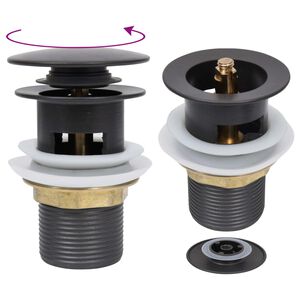 vidaXL Pop-up bottenventil med överflödesfunktion grå 6,4x6,4x9,1 cm