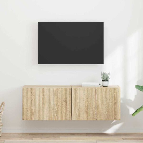 vidaXL TV V&auml;gghylla 2 pcs Sonoma-ek 59,5 x 31 x 40 cm Konstruerat tr&auml;