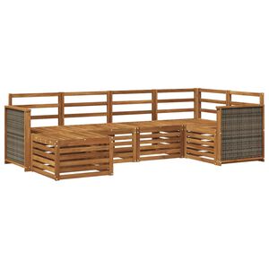 vidaXL Sektionsoffgrupp 5 pcs Naturlig Massivt Akaciatr&auml;