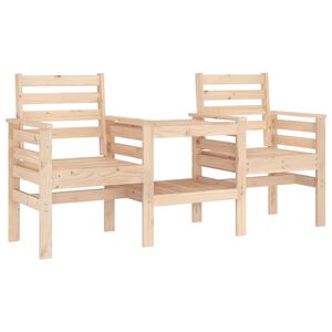 vidaXL Tr&auml;dg&aring;rdsb&auml;nk med bord 2-sits massiv furu
