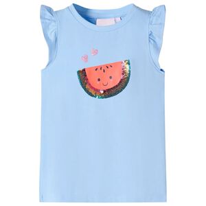 T-shirt med volang&auml;rmar f&ouml;r barn ljusbl&aring; 128
