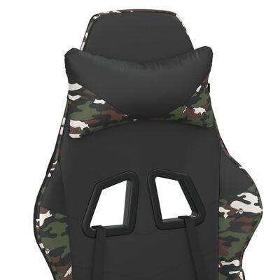 vidaXL Gamingstol med massage och fotstöd svart kamouflage konstläder