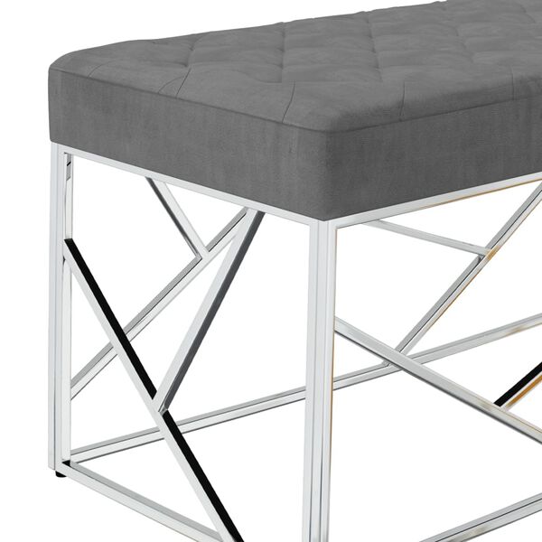 vidaXL B&auml;nk 97 cm m&ouml;rkgr&aring; sammetstyg och rostfritt st&aring;l