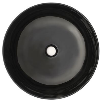 vidaXL Handfat keramik rund svart 41,5x13,5 cm