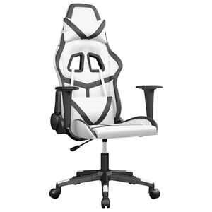 vidaXL Gamingstol med massage vit och svart konstl&auml;der