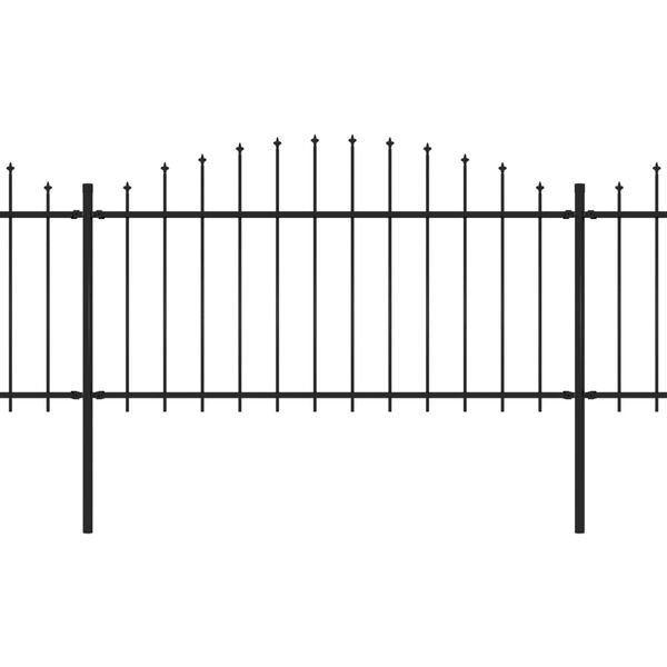 vidaXL Trädgårdsstaket med spjutspets stål 714,5x150 cm svart