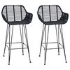 vidaXL Barstol 2 st Svart 55 x 52 x 92 cm Rattan och J&auml;rn