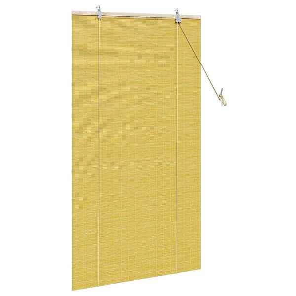 vidaXL Rullgardin med gardiner Gul 80 x 160 cm Bambu