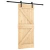 vidaXL Skjutd&ouml;rr Naturlig och svart 85 x 210 cm Massiv furutr&auml;d&ouml;rr