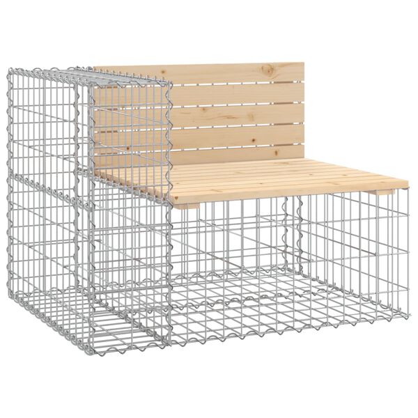 vidaXL Trädgårdsbänk gabion-design 92x71x65,5 cm massiv furu