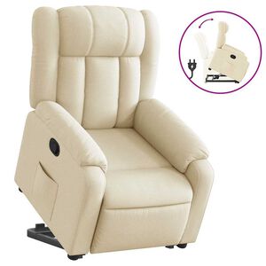 vidaXL Reclinerf&aring;t&ouml;lj med uppresningshj&auml;lp gr&auml;ddvit tyg