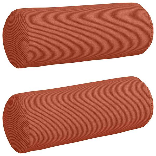 vidaXL Bolsterkuddar 2 pcs Röd orange Ø 25 x 70 cm Kordread tyg
