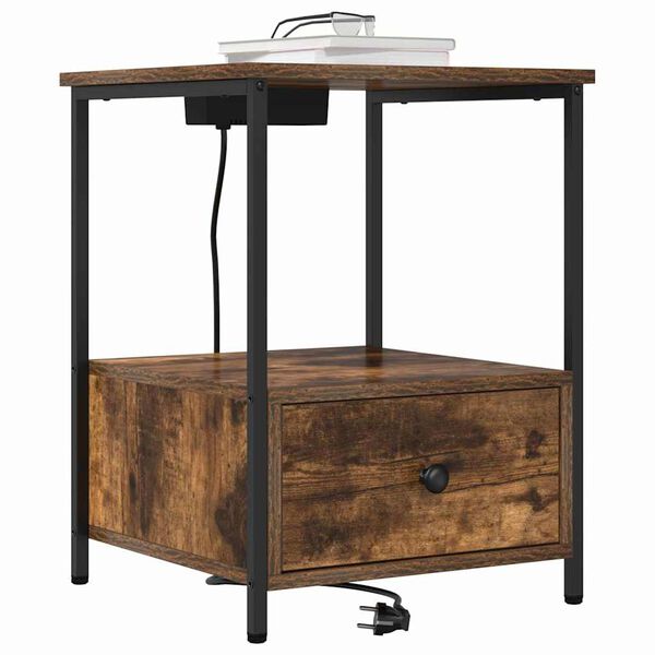 vidaXL Nattduksbord 2 pcs R&ouml;kt ek 42 x 41 x 56 cm Konstruerat tr&auml;