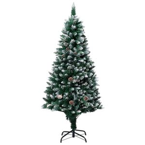 vidaXL Plastgran med kottar och vit sn&ouml; 150 cm