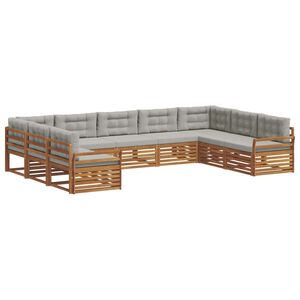 vidaXL Utomhussoffset 9 pcs Naturlig och Ljus Gr&aring; Massivt Akaciatr&auml;