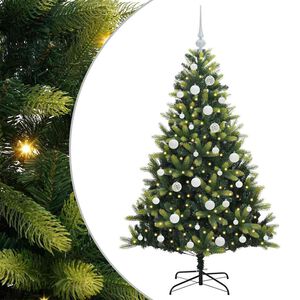 vidaXL Konstgjort F&auml;llbart Jultr&auml;d 150 LEDs Gr&ouml;n 150 cm PVC och PE