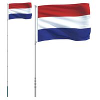 vidaXL Nederländernas flagga och flaggstång 5,55 m aluminium