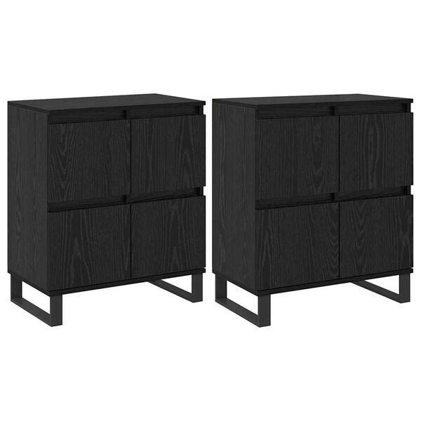 vidaXL Sideboard 2 pcs Svart Ek 60 x 35 x 70 cm