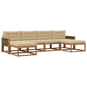 vidaXL Utomhussoffset med kudde 6 pcs Naturlig och Beige