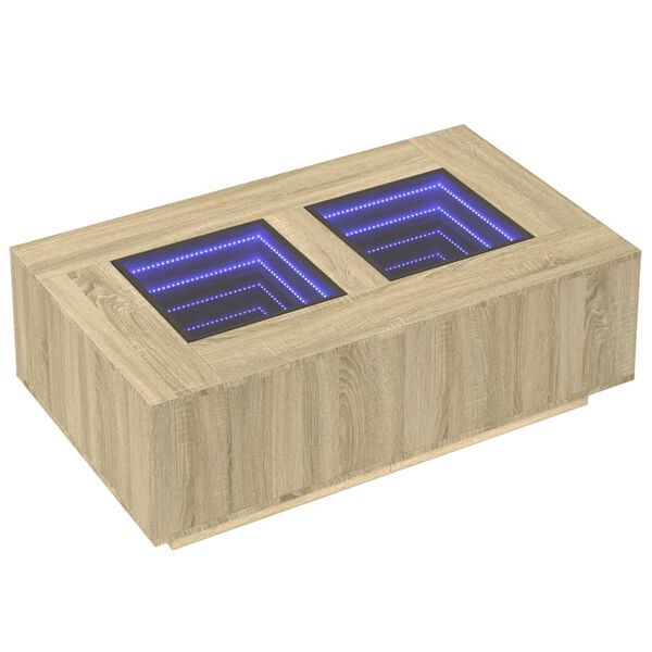 vidaXL Soffbord med Infinity LEDs sonoma-ek 116x69x40 cm