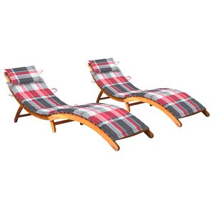 vidaXL Sols&auml;ngar 2 st med dynor massivt akaciatr&auml;