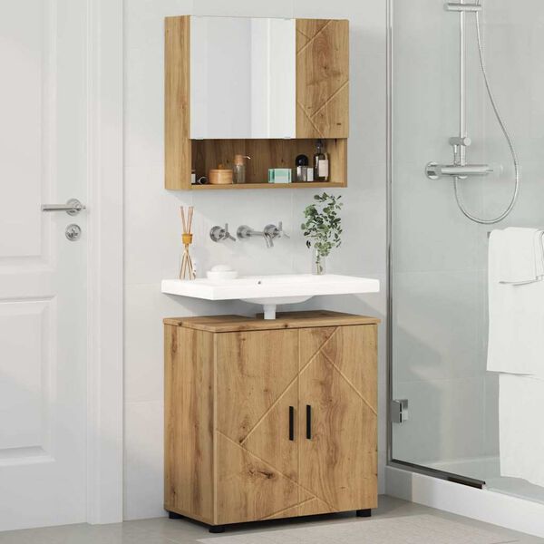 vidaXL Badrumsm&ouml;belset 2 pcs Artisan Ek Konstruerat tr&auml; & Metall