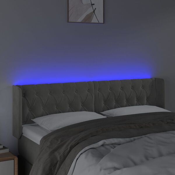 vidaXL S&auml;nggavel LED ljusgr&aring; 147x16x78/88 cm sammet
