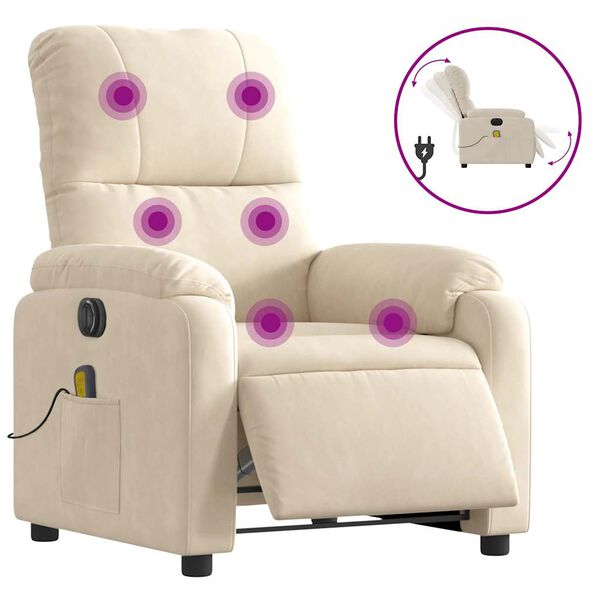 vidaXL Elektrisk massagef&aring;t&ouml;lj beige mikrofibertyg