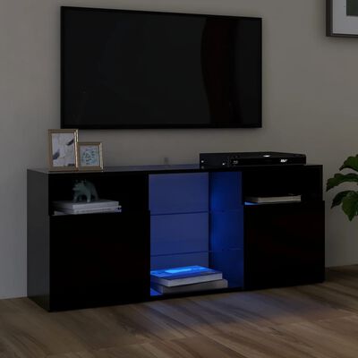 vidaXL TV-bänk med LED-belysning svart 120x30x50 cm