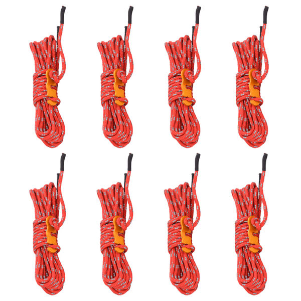 vidaXL Tältlinor med reflekterande remsor och fästen 8 st 4 m 4 mm