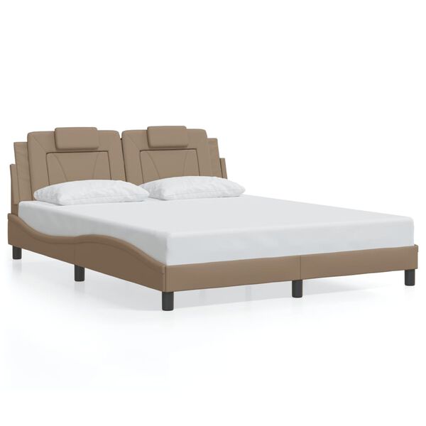 vidaXL Bed Frame "Viana" without Mattress Cappuccino 160x200 cm Faux Leather