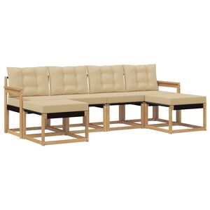 vidaXL Utomhussoffset med kudde 6 pcs Vit och Beige