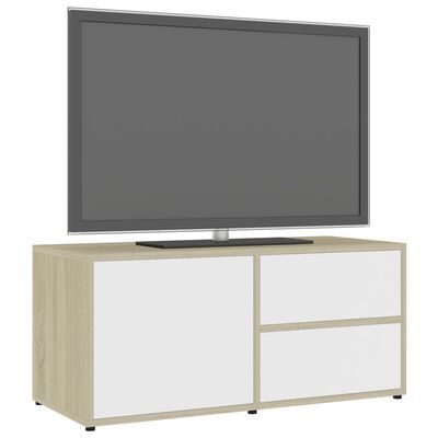 vidaXL Tv-bänk vit och sonoma-ek 80x34x36 cm konstruerat trä