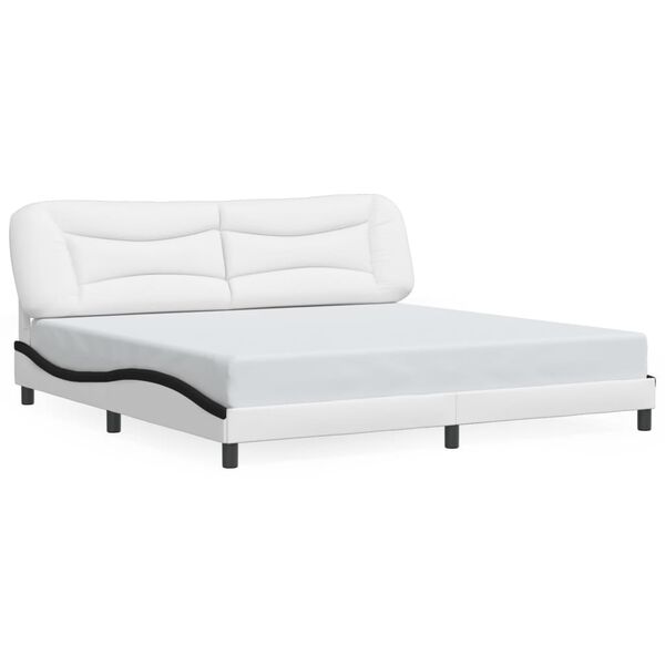vidaXL Bed Frame without Mattress "Hvar" White and Black 200x200 cm Faux Leather